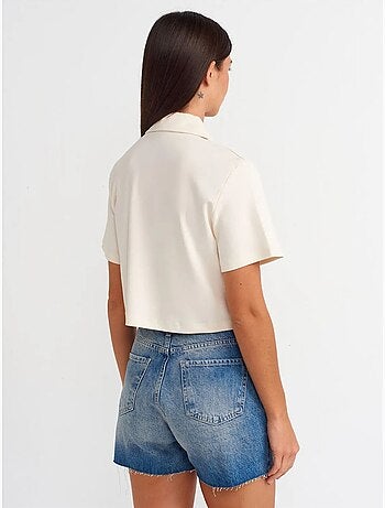 Denim short met hoge taille en knoopsluiting dilvin