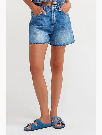 Denim short met hoge taille en knoopsluiting dilvin