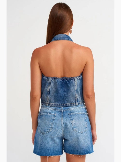 Denim short met hoge taille en knoopsluiting dilvin - Kiabi Denim short met hoge taille en knoopsluiting dilvin - Kiabi