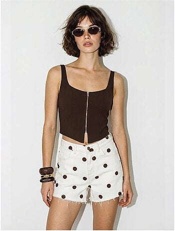 Denim short met hoge taille en stippen lucci