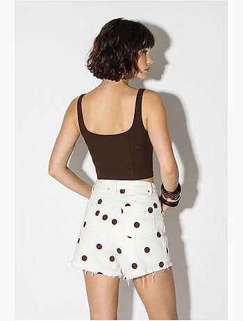 Denim short met hoge taille en stippen lucci