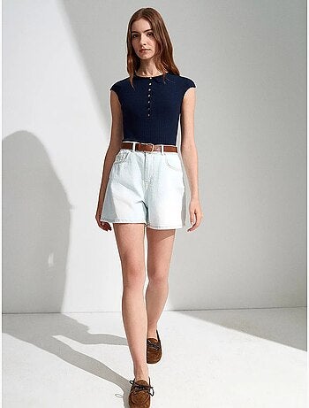 Denim short met hoge taille en wijde pijp dilvin