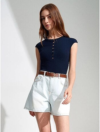 Denim short met hoge taille en wijde pijp dilvin