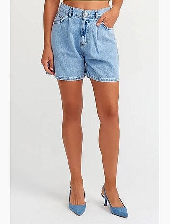 Denim short met hoge taille en wijde pijp dilvin