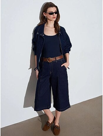 Denim short met hoge taille en wijde pijp dilvin