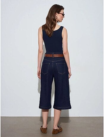 Denim short met hoge taille en wijde pijp dilvin