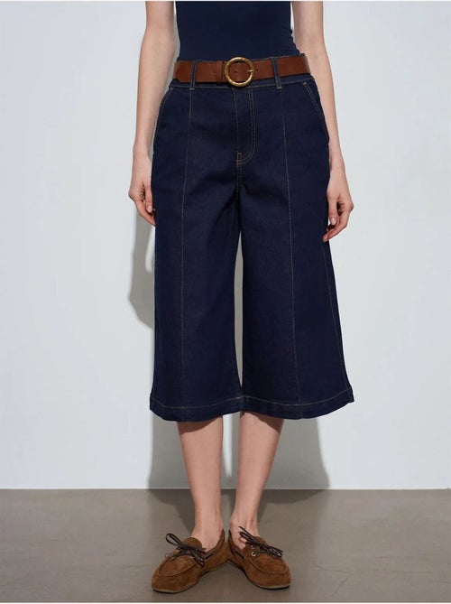 Denim short met hoge taille en wijde pijp dilvin - Kiabi Denim short met hoge taille en wijde pijp dilvin - Kiabi
