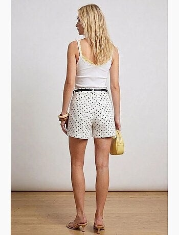 Denim short met hoge taille, stippen en riem bdart