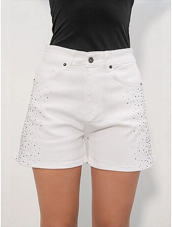 Denim short met hoge taille, stippen en riem bdart