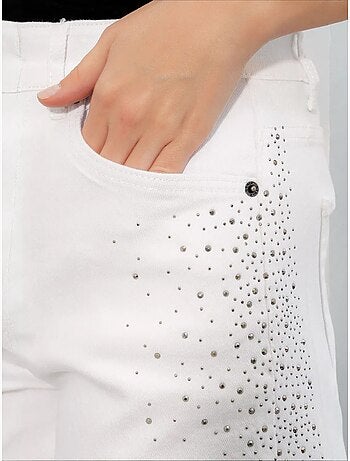 Denim short met hoge taille, stippen en riem bdart