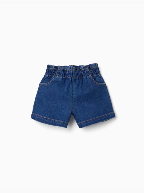 Denim short met paperbag taille en zakken - Kiabi Denim short met paperbag taille en zakken - Kiabi