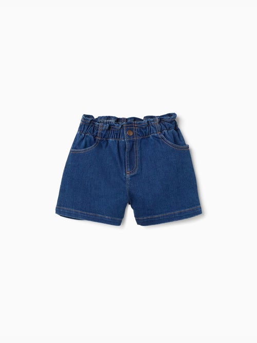 Denim short met paperbag taille en zakken - Kiabi Denim short met paperbag taille en zakken - Kiabi