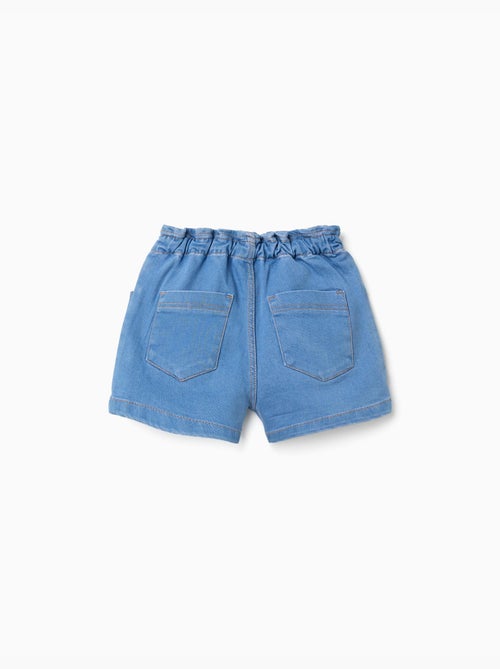 Denim short met paperbag taille en zakken - Kiabi