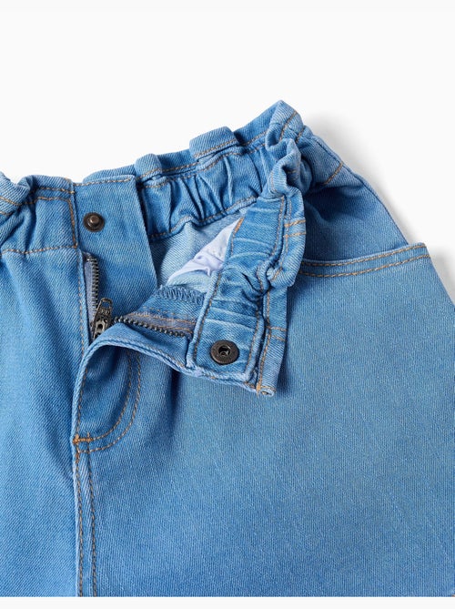 Denim short met paperbag taille en zakken - Kiabi
