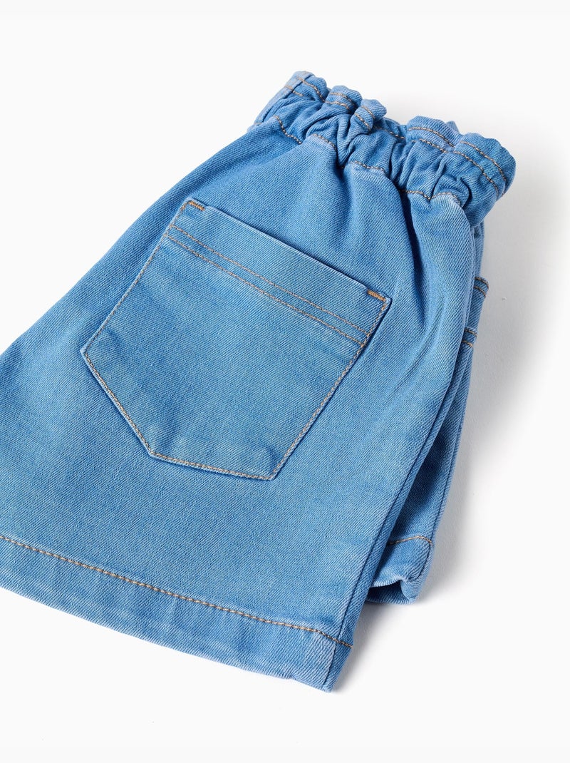 Denim short met paperbag taille en zakken Lichtblauw - Kiabi