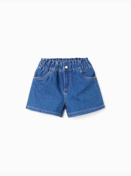 Denim short met paperbag tailleband - Kiabi