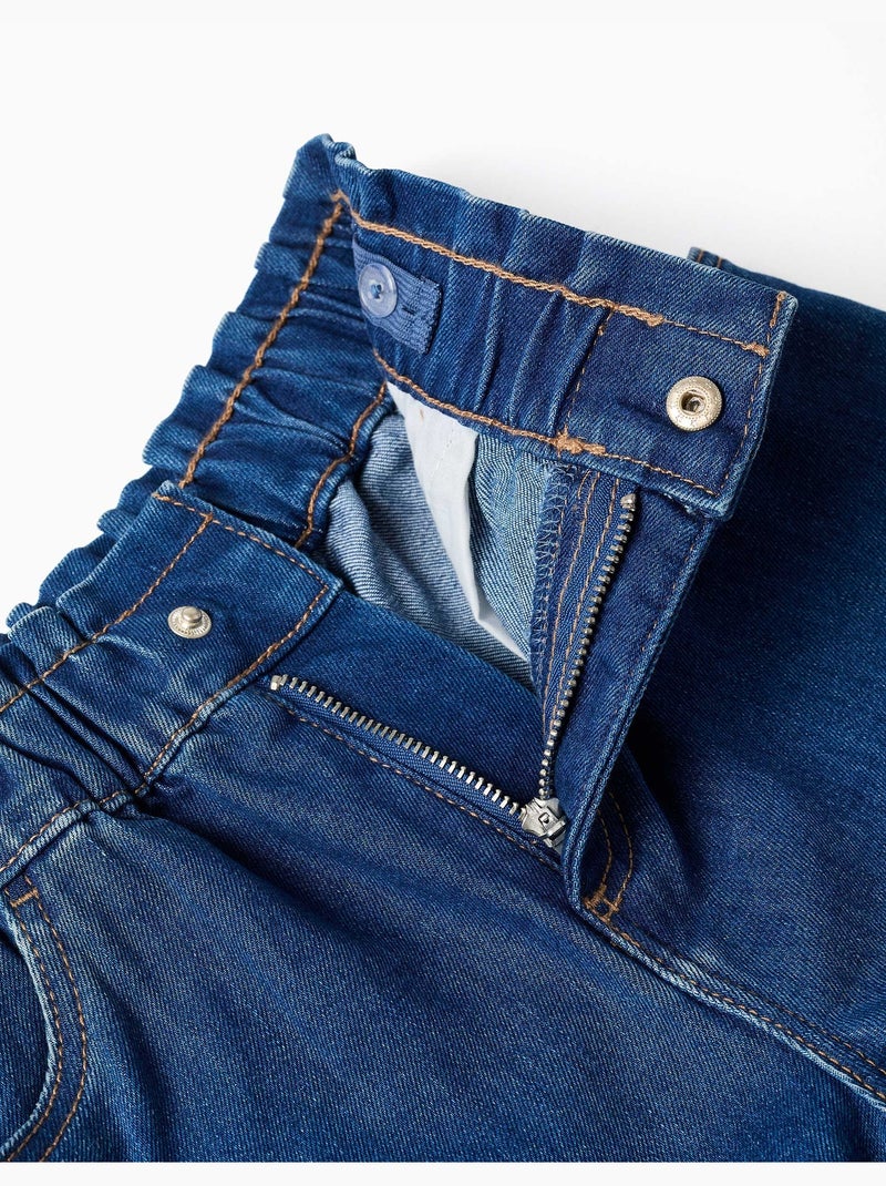 Denim short met paperbag tailleband Blauw Blauw - Kiabi
