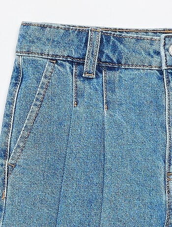 Denim short met plissé-effect