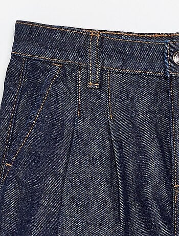 Denim short met plissé-effect