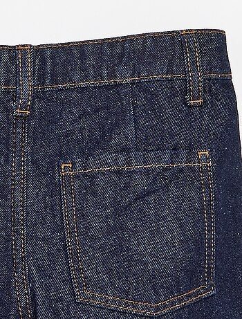 Denim short met plissé-effect