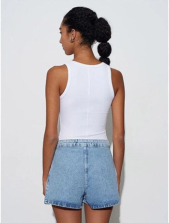 Denim short van katoen met hoge taille en wijde pijp dilvin