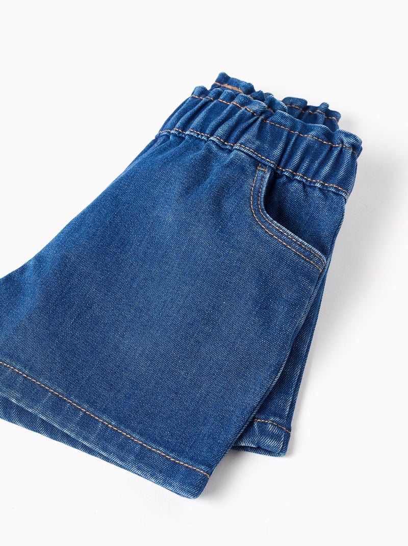 Denim shorts met paperbag tailleband Blauw Blauw - Kiabi