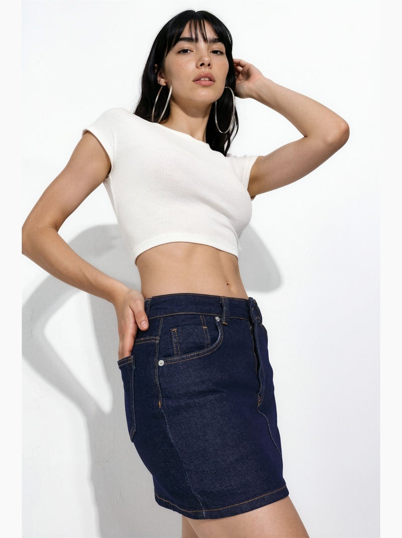 Denim skort hiccup Ultramarijnblauw - Kiabi