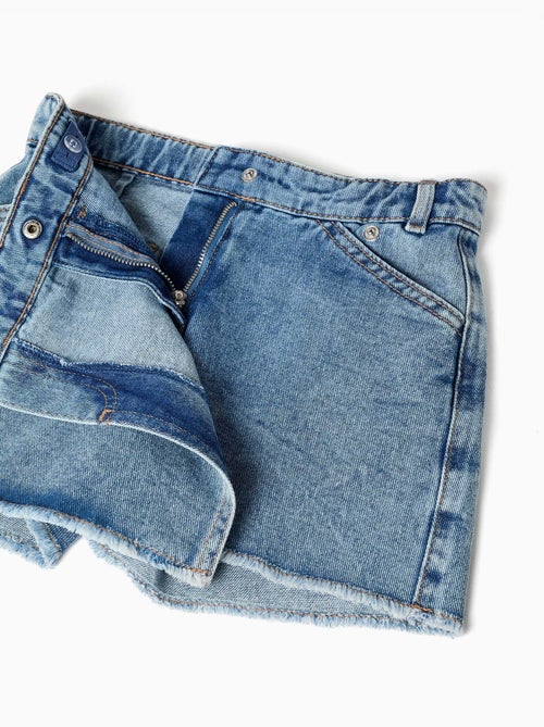 Denim skort met asymmetrische sluiting aan de voorkant - Kiabi