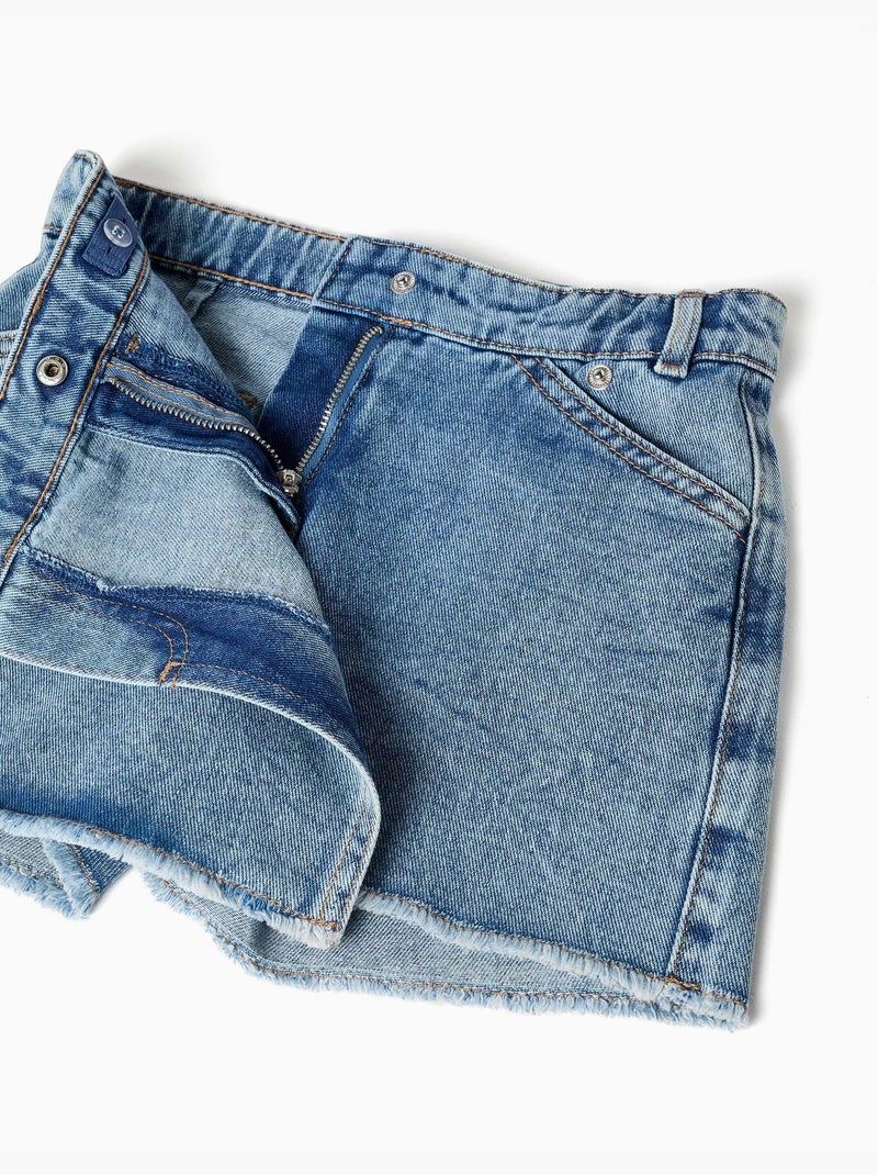 Denim skort met asymmetrische sluiting aan de voorkant Blauw Blauw - Kiabi