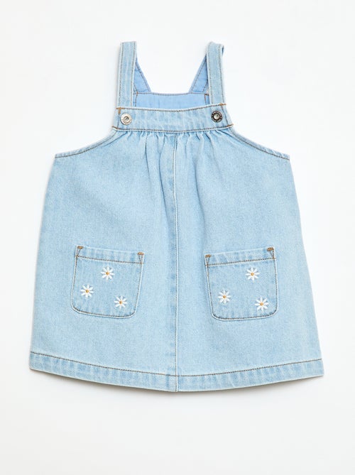 Denim tuinbroekjurk met 2 opgestikte zakken vooraan - Kiabi Denim tuinbroekjurk met 2 opgestikte zakken vooraan - Kiabi