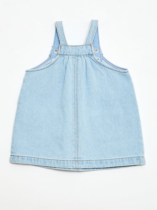 Denim tuinbroekjurk met 2 opgestikte zakken vooraan - Kiabi