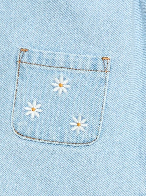 Denim tuinbroekjurk met 2 opgestikte zakken vooraan - Kiabi
