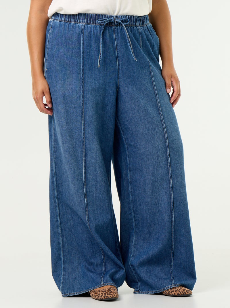 Denim wide leg broek Blauw - Kiabi