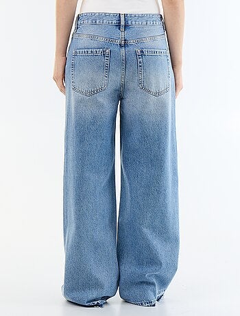 Denim wide leg broek met verwassen effect