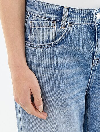 Denim wide leg broek met verwassen effect