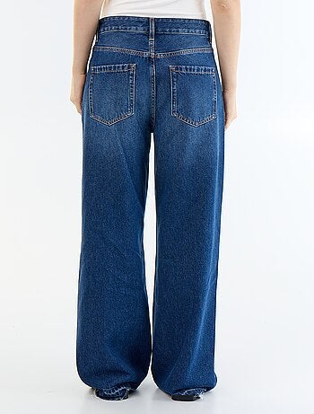 Denim wide leg broek met verwassen effect