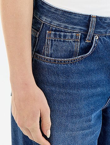 Denim wide leg broek met verwassen effect