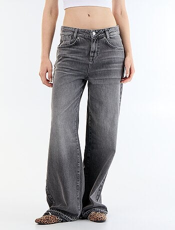 Denim wide leg broek met verwassen effect