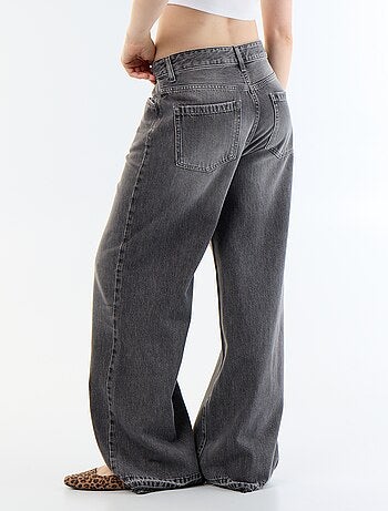 Denim wide leg broek met verwassen effect