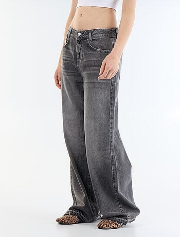Denim wide leg broek met verwassen effect