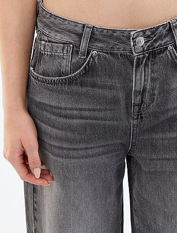 Denim wide leg broek met verwassen effect