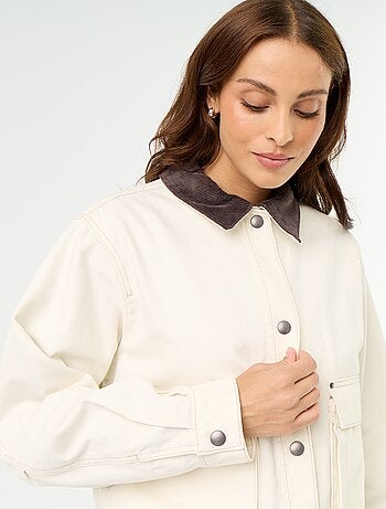 Denim workwearjas met fluwelen kraag