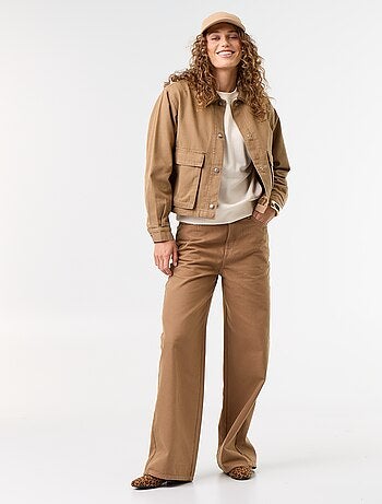 Denim workwearjas met fluwelen kraag