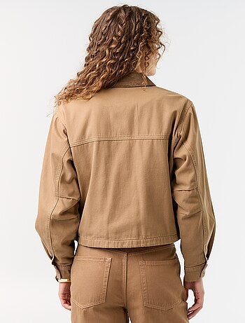 Denim workwearjas met fluwelen kraag
