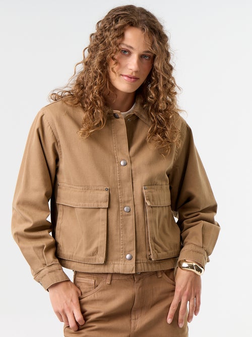 Denim workwearjas met fluwelen kraag - Kiabi