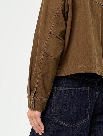 Denim workwearjas met fluwelen kraag