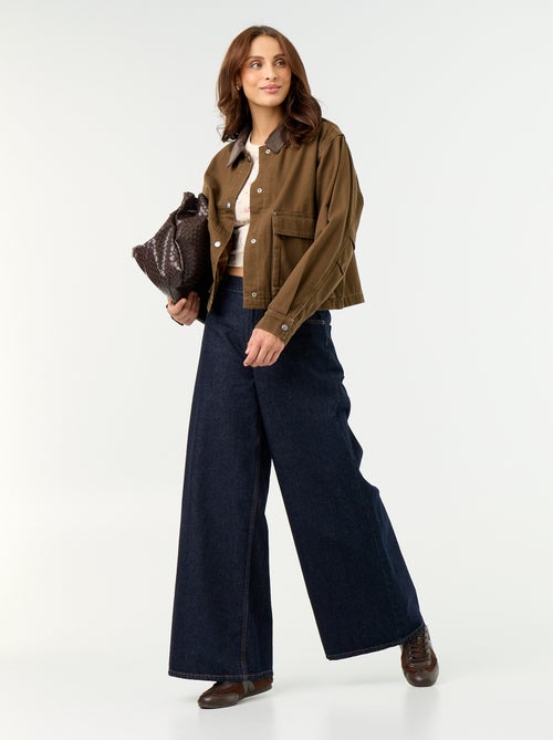 Denim workwearjas met fluwelen kraag - Kiabi