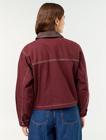 Denim workwearjas met fluwelen kraag