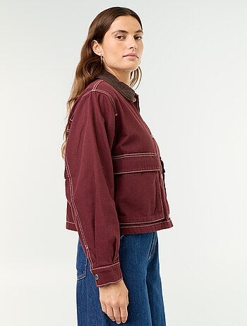 Denim workwearjas met fluwelen kraag