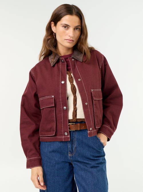 Denim workwearjas met fluwelen kraag - Kiabi Denim workwearjas met fluwelen kraag - Kiabi